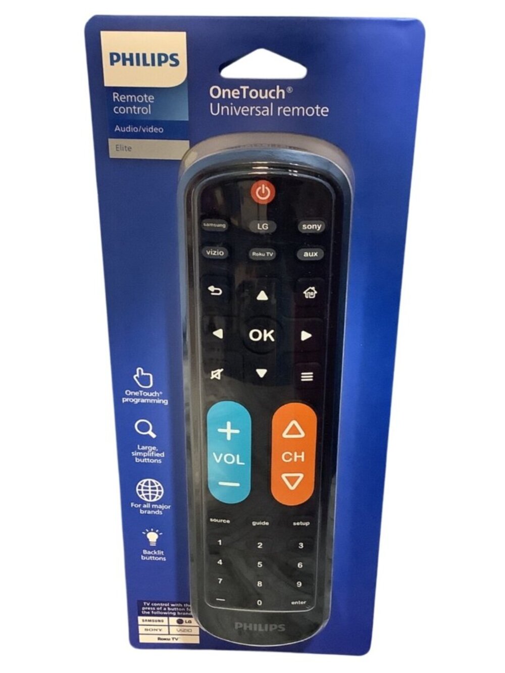 Philips OneTouch Universal Remote Control Samsung LG Vizio Sony Roku TV